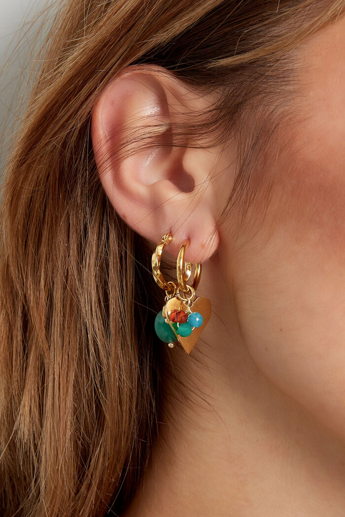 Boucles d'oreilles coeur avec bouquet de perles - doré/multi Image3