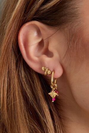 Earrings with decoration - gold/fuchsia h5 Picture3