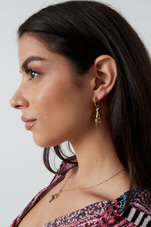 Boucles d'oreilles symbole main - doré/rose h5 Image4