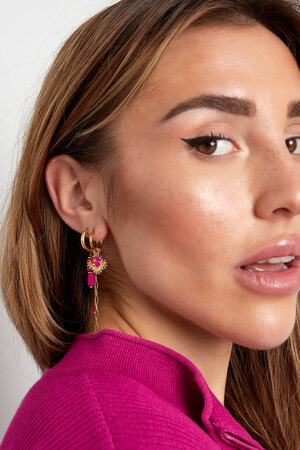 Boucles d'oreilles trèfle avec perles - doré/violet h5 Image2