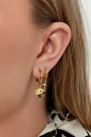 Ohrringe Auge mit Perlen - Gold/Grün h5 Bild2