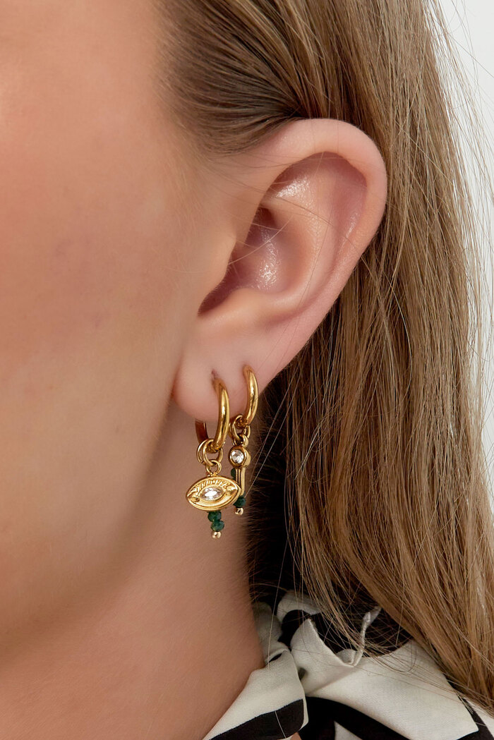 Ohrringe Auge mit Perlen - Gold/Grün Bild2