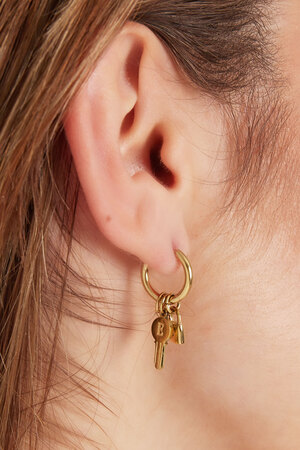 Boucles d'oreilles clés avec perles - doré/rose h5 Image3