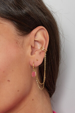 Boucle d'oreille & cache-oreilles pierre - doré/vert h5 Image3