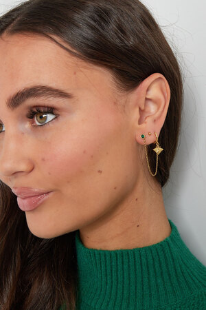 Earrings & stone - gold/green h5 Picture2