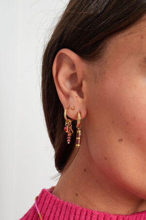 Boucles d'oreilles perles avec coeur - doré/rose h5 Image2
