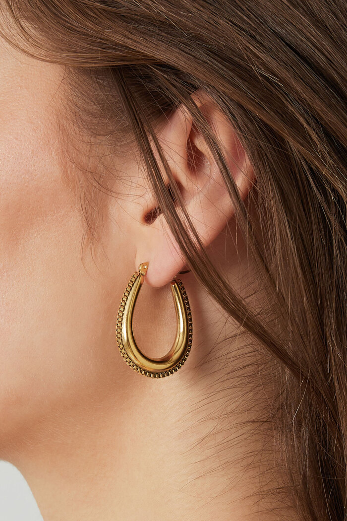Boucle d'oreille forme goutte avec maillons - doré Image3