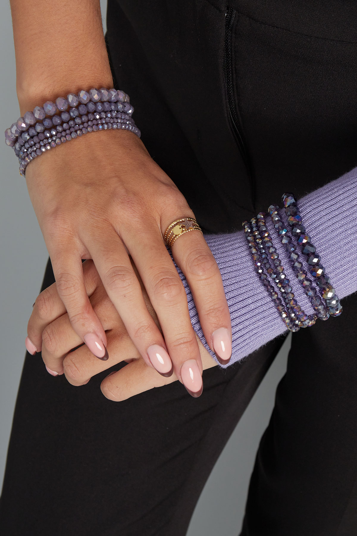 Set of 5 crystal bracelets purple - lavender h5 Picture2