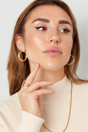 Earrings half plain/half print small - gold h5 Picture4