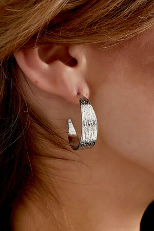 Boucles d'oreilles demi rondes avec imprimé petit - doré h5 Image4