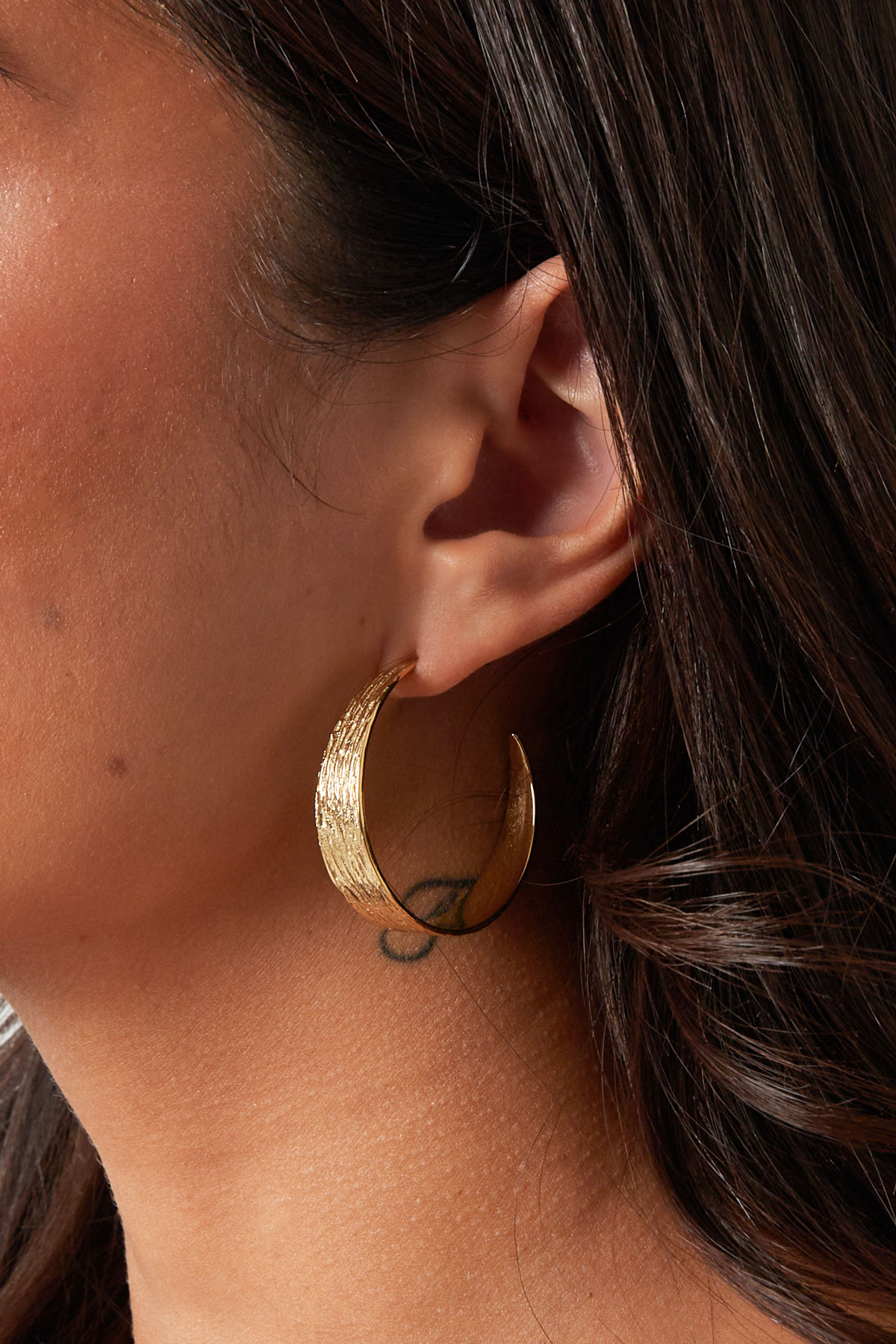 Earrings half round with print small - gold h5 Picture6
