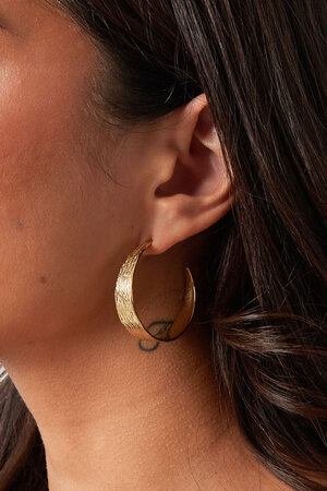 Boucles d'oreilles demi rondes avec imprimé petit - doré h5 Image6