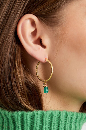 Boucles d'oreilles perles fête - doré/vert h5 Image3