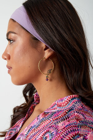 Boucles d'oreilles pierres colorées - doré/violet h5 Image4