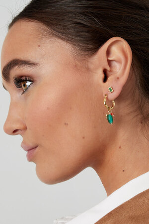 Boucles d'oreilles avec twist et pierre bleue - doré/bleu h5 Image2