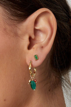 Boucles d'oreilles avec twist et pierre bleue - doré/bleu h5 Image3