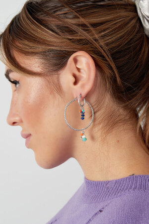Boucles d'oreilles perles fête bleu - doré/bleu h5 Image2