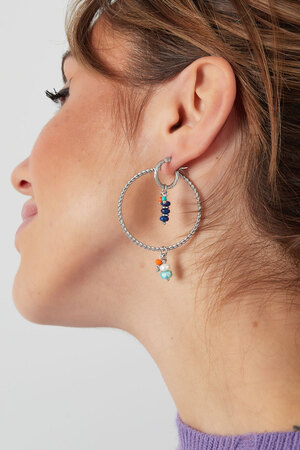 Boucles d'oreilles perles fête bleu - argent/bleu h5 Image4