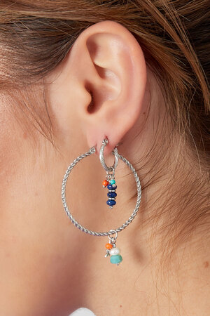 Boucles d'oreilles perles fête bleu - doré/bleu h5 Image3