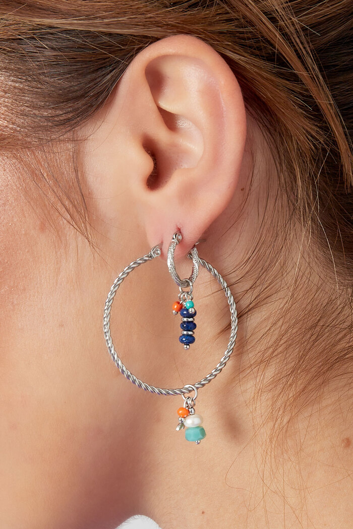 Boucles d'oreilles perles fête bleu - argent/bleu Image3