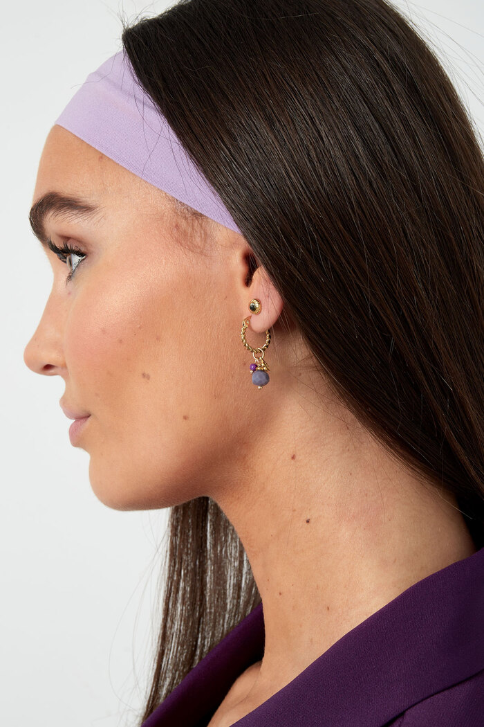 Earrings twisted purple stone - gold/purple Picture4