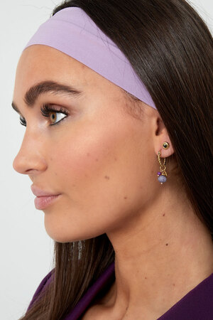 Boucles d'oreilles pierre violette torsadée - doré/violet h5 Image2