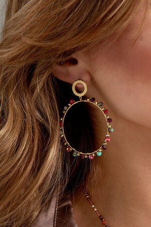 Doppelkreis-Ohrringe mit Perlen – Gold/Mehrfarbig h5 Bild3