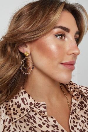 Ovale Ohrringe mit Perlen – Gold/Lila h5 Bild4