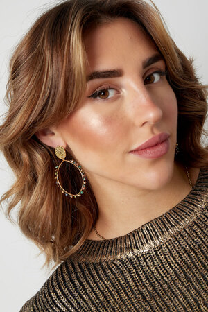 Ovale Ohrringe mit Perlen - Gold/Rosa h5 Bild2