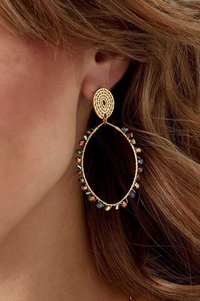 Boucles d'oreilles ovales avec perles - doré/rose Image3