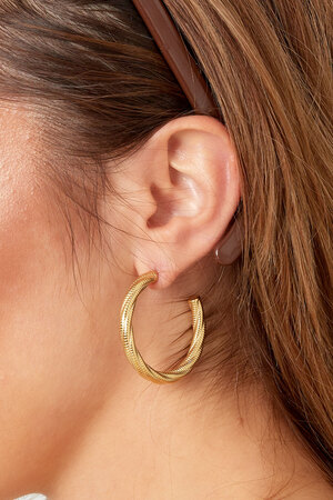 Boucles d'oreilles relief torsadé - doré h5 Image3