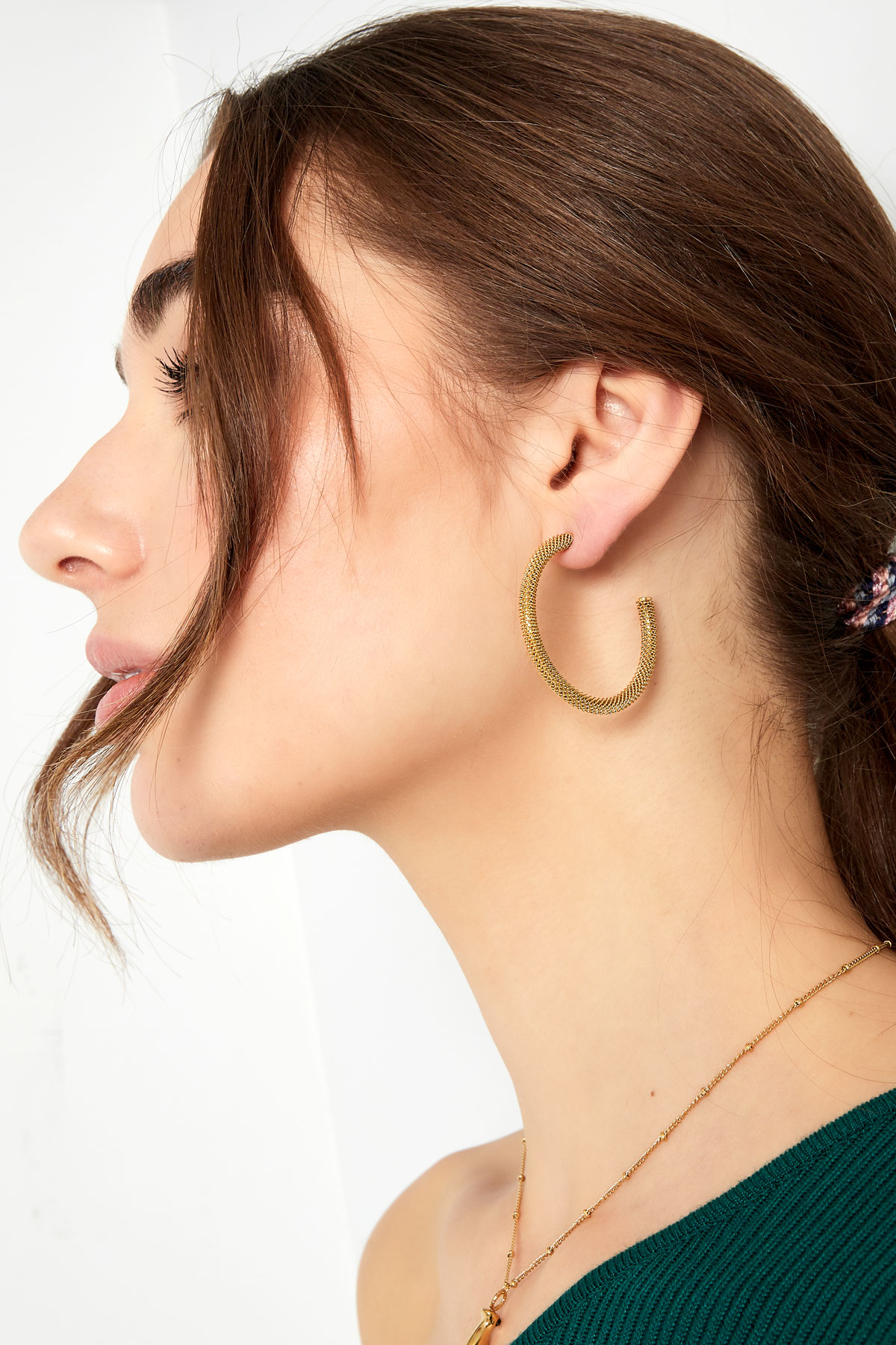 Round earrings with print - gold Picture4