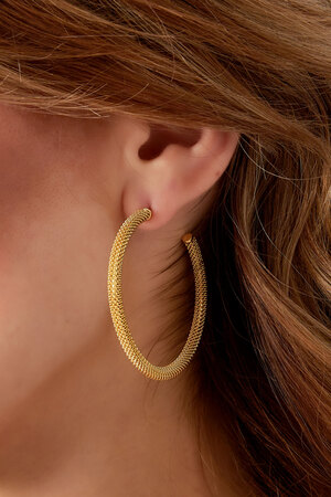 Ohrringe mit beschäftigtem Aufdruck - Gold h5 Bild3