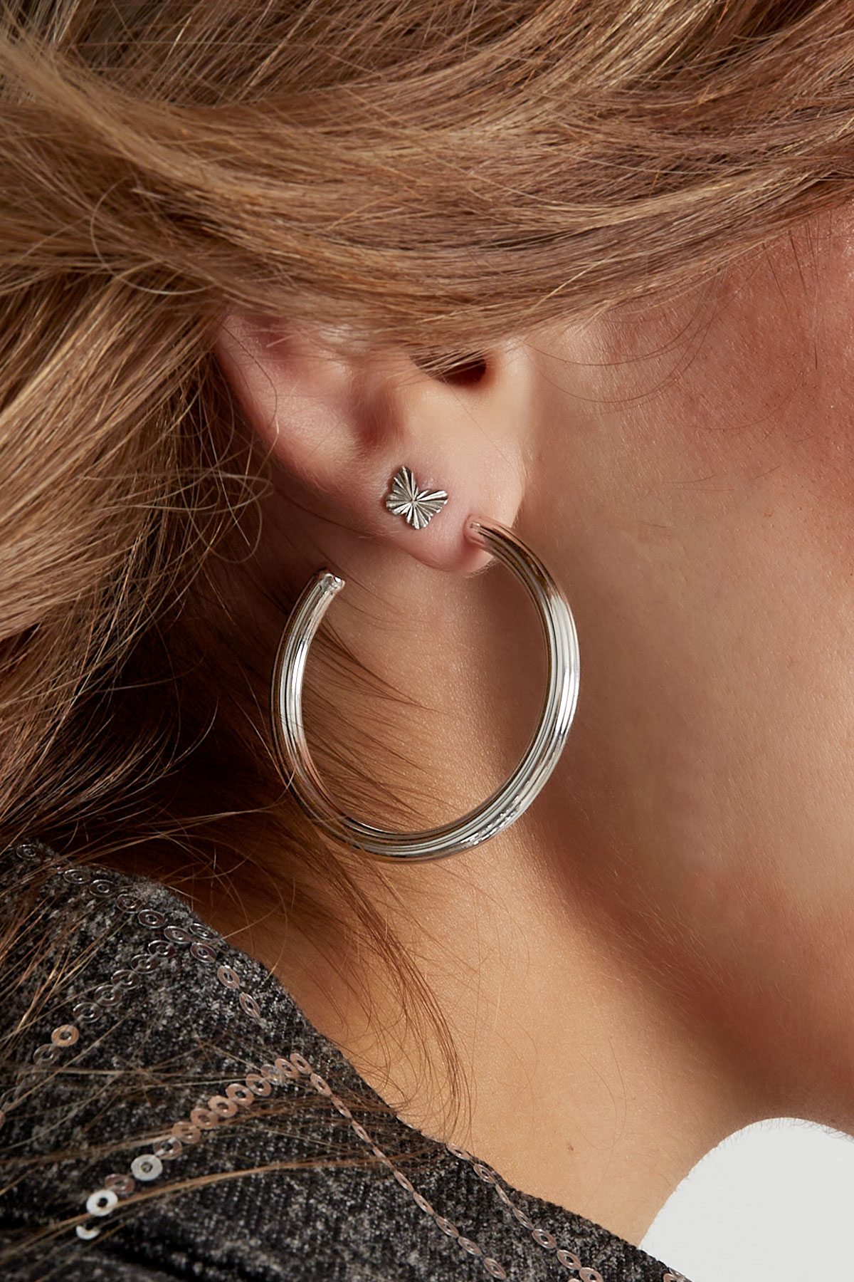 Klassische Ohrringe mittelgroß - Silber Bild3