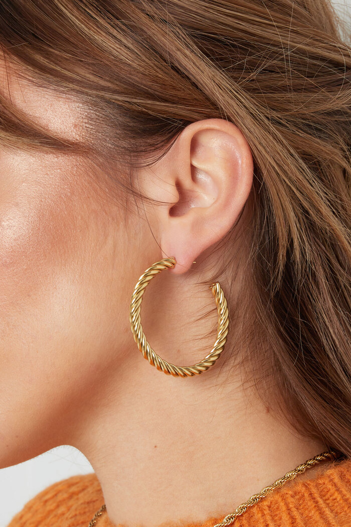 Boucles d'oreilles torsadées épaisses - dorées Image3