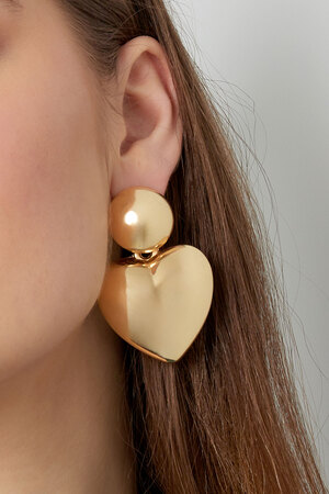 Earrings heart with dot metal - gold h5 Picture3