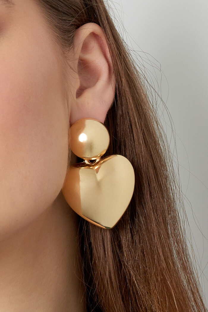Earrings heart with dot metal - gold Picture3