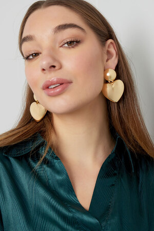 Boucles d'oreilles coeur avec pois métal - doré h5 Image4