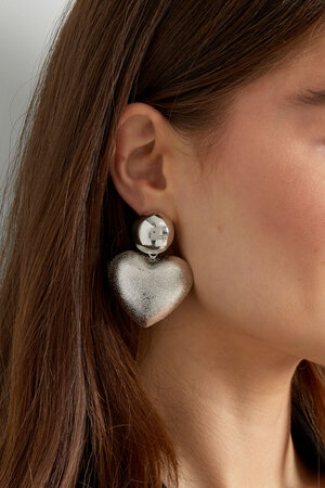 Boucles d'oreilles coeur avec point - argent h5 Image3