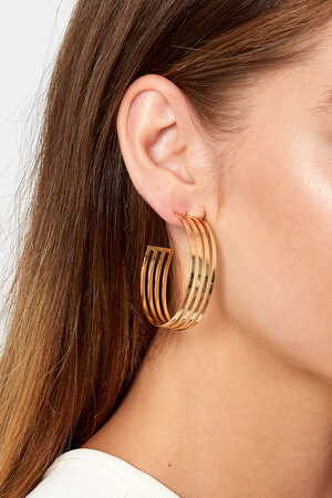 Boucles d'oreilles trois anneaux - doré h5 Image3