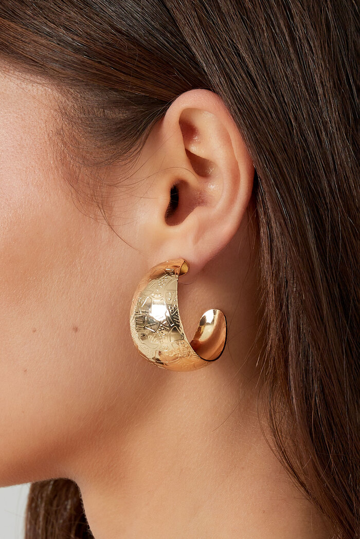 Earrings crescent moon with structure - gold Picture3