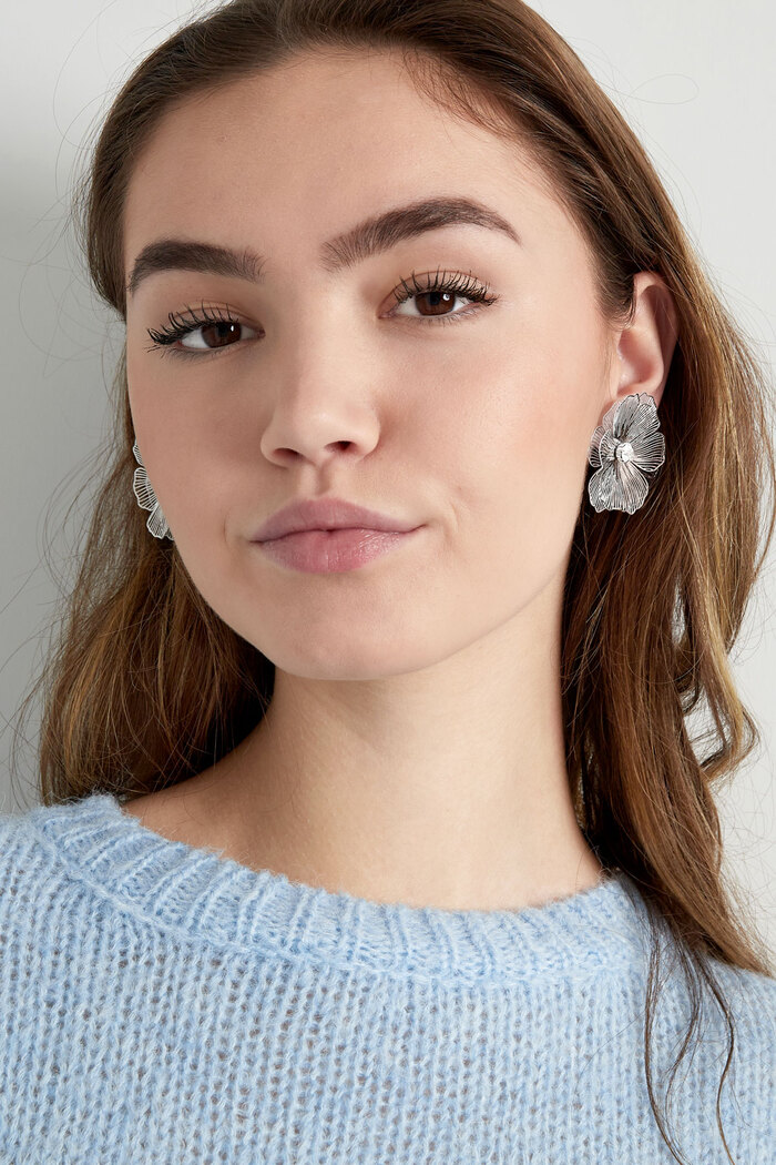 Statement flower earring stone - silver Picture2
