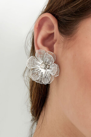 Statement flower earring stone - gold h5 Picture3