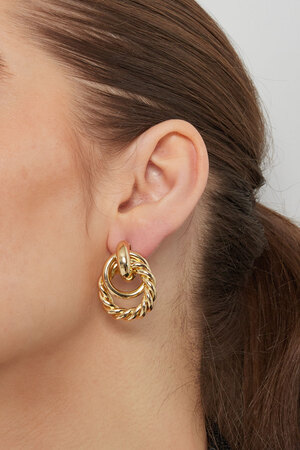 Boucles d'oreilles avec différents anneaux - doré h5 Image3