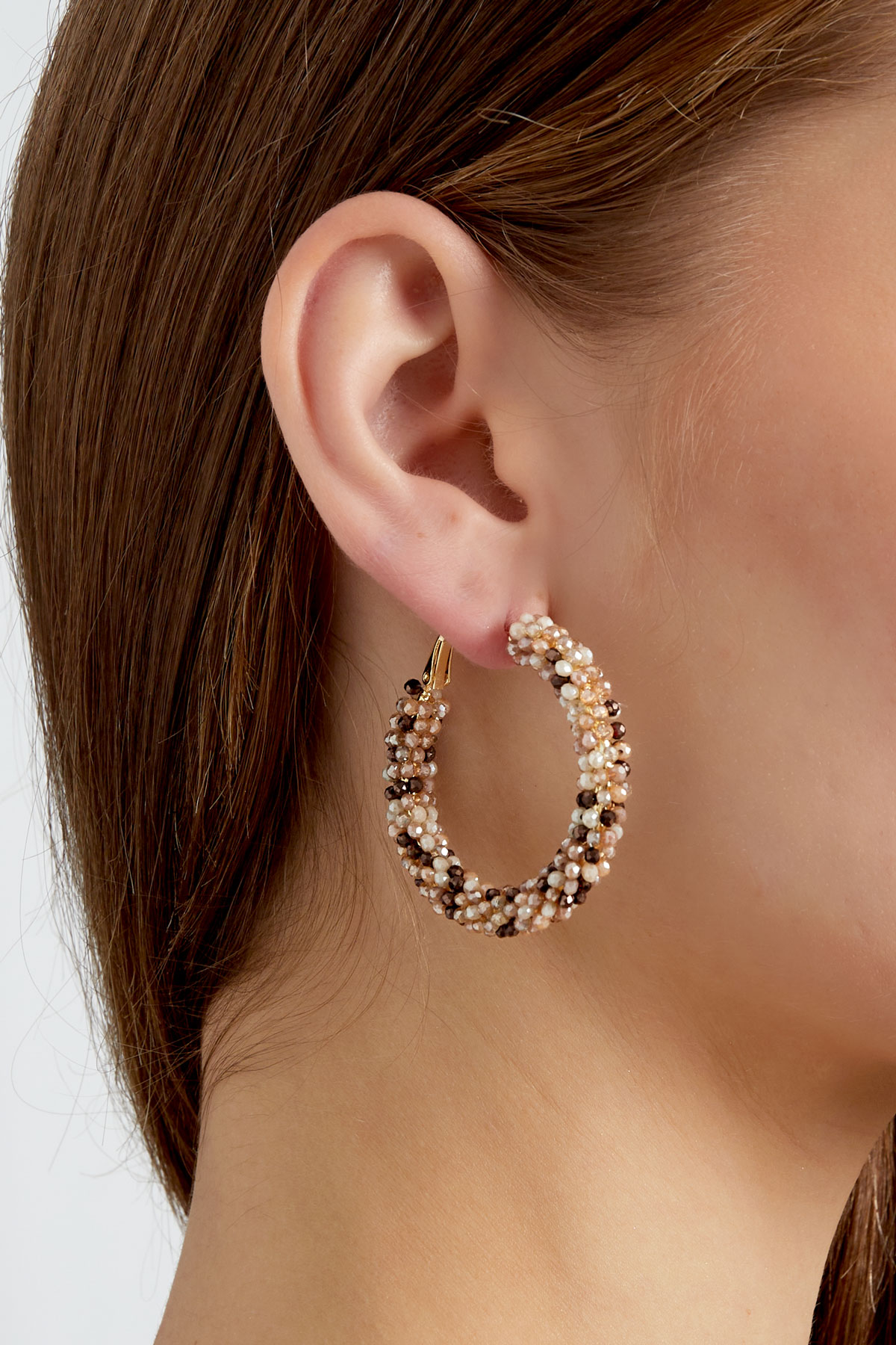 Grandi orecchini con perle di vetro autunnali - viola Immagine3