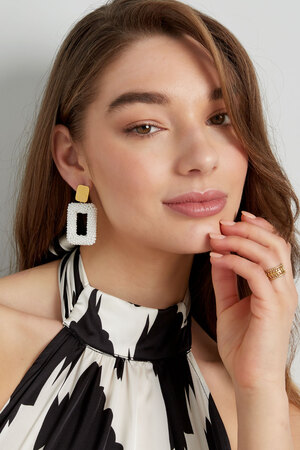 Rectangular statement earrings - white  h5 Picture2