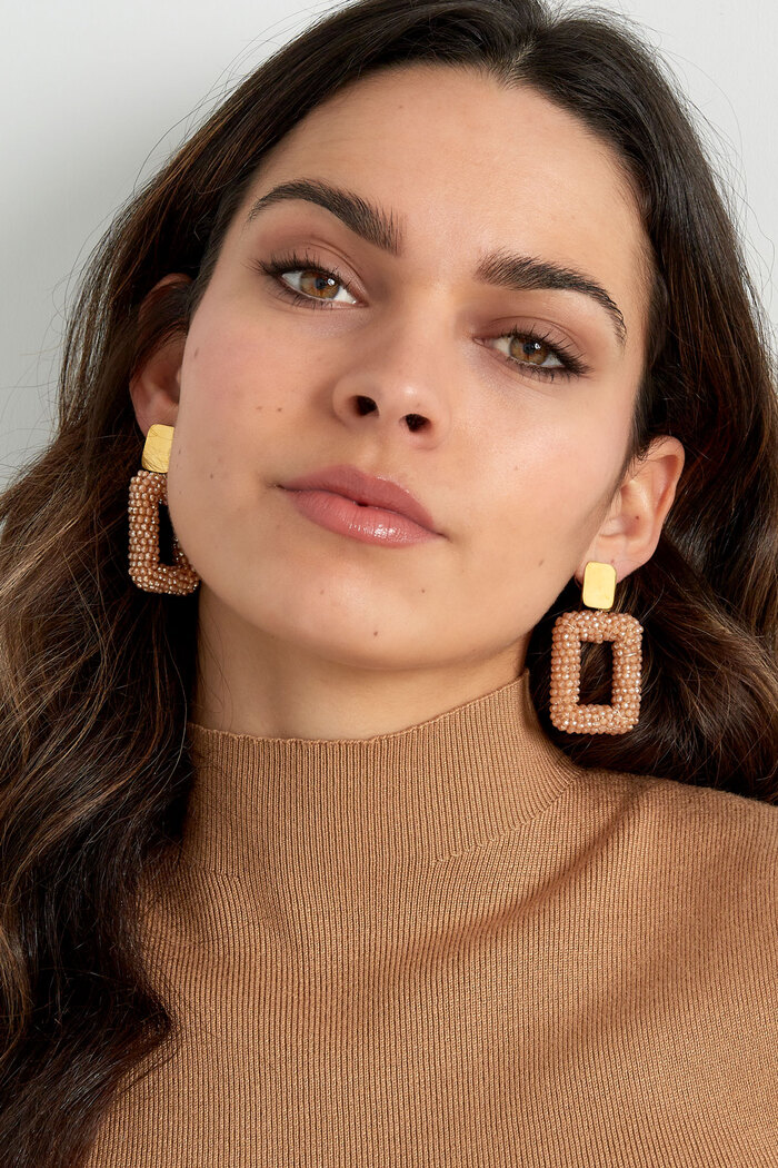 Rectangular statement earrings - pink  Picture5