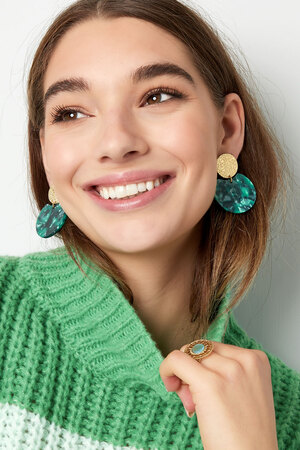 Statement earrings with colored detail - gold/green h5 Picture2