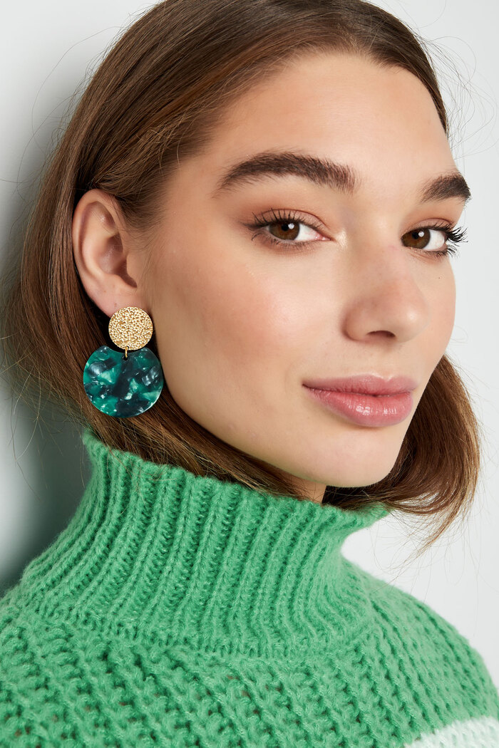 Statement earrings with colored detail - gold/green Picture3