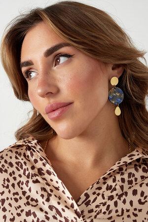 Earrings 3 times round - gold/blue h5 Picture2